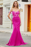 Dark Green Mermaid Off the Shoulder Long Prom Dress