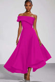 One Shoulder Navy Satin Formal Dress