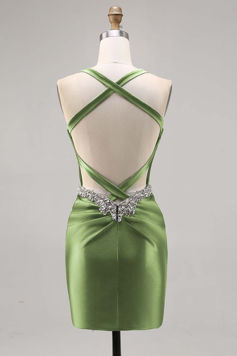 Corset Satin Bodycon Dark Green Cocktail Dress