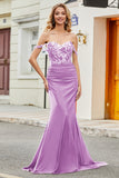 Lilac Mermaid Off the Shoulder Long Prom Dress