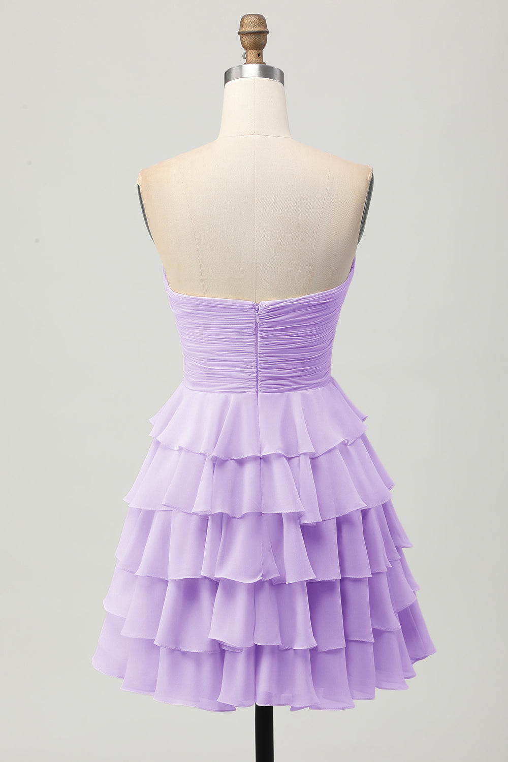 Yellow Strapless A Line Tiered Short Prom Dress with Bow
