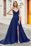 Trendy A Line Spaghetti Straps Lilac Long Prom Dress with Appliques