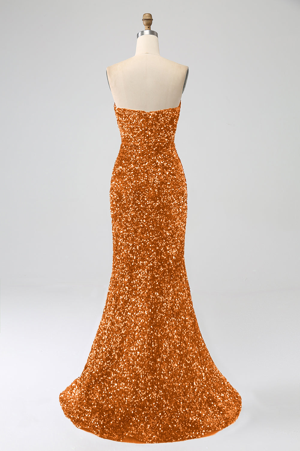 Lavender Strapless Sequins Long Mermaid Prom Dress With Slit