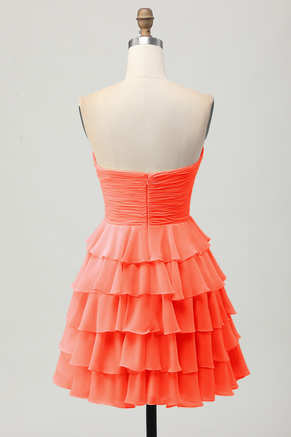 Sky Blue Strapless A Line Tiered Short Prom Dress with Bow