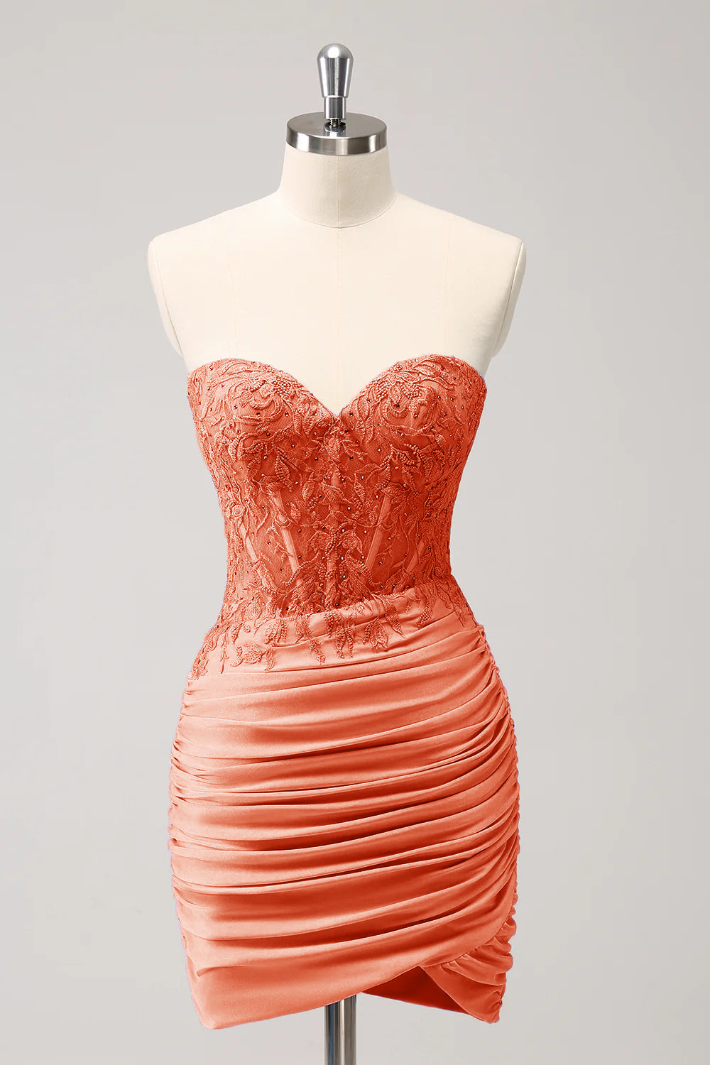 Fuchsia Sweetheart Corset Tight Cocktail Dress with Beading