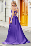 Trendy A Line Spaghetti Straps Lilac Long Prom Dress with Appliques
