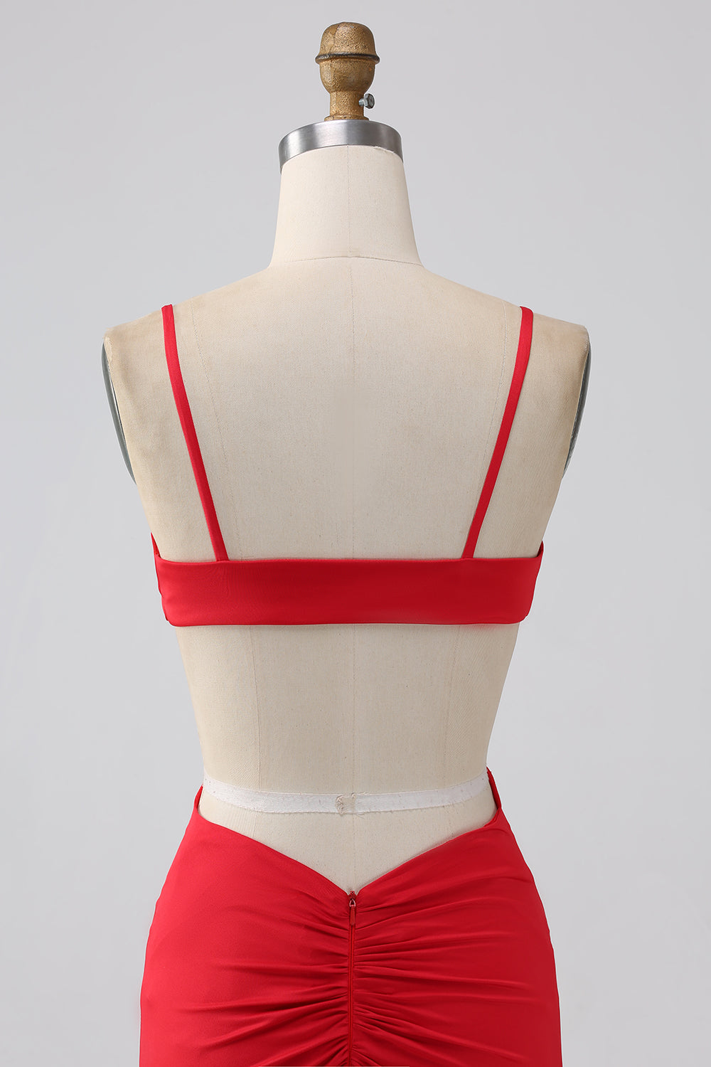 Spaghetti Straps Mermaid Backless Red Prom Dress