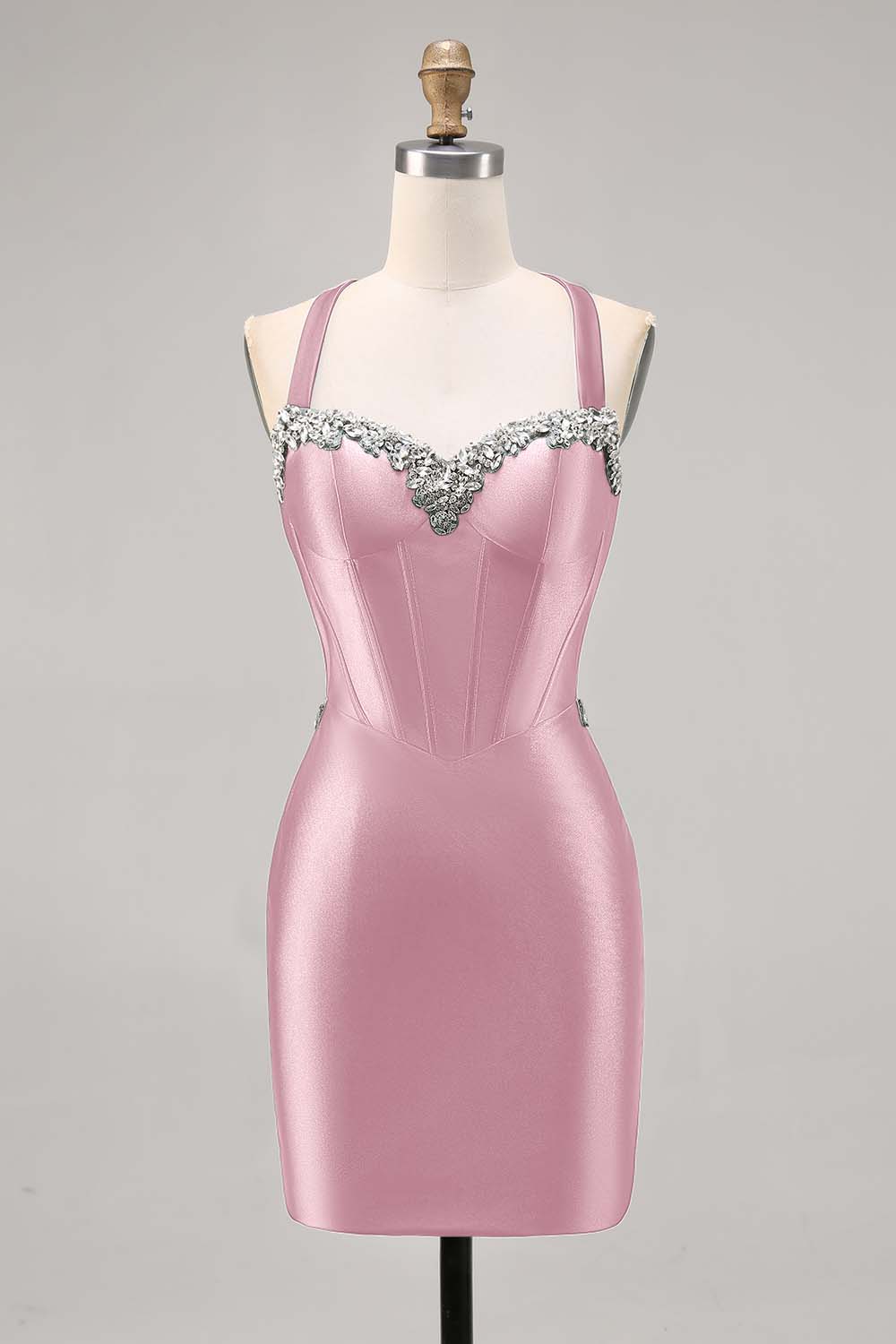 Corset Satin Bodycon Dark Green Cocktail Dress