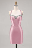Corset Satin Bodycon Dark Green Cocktail Dress