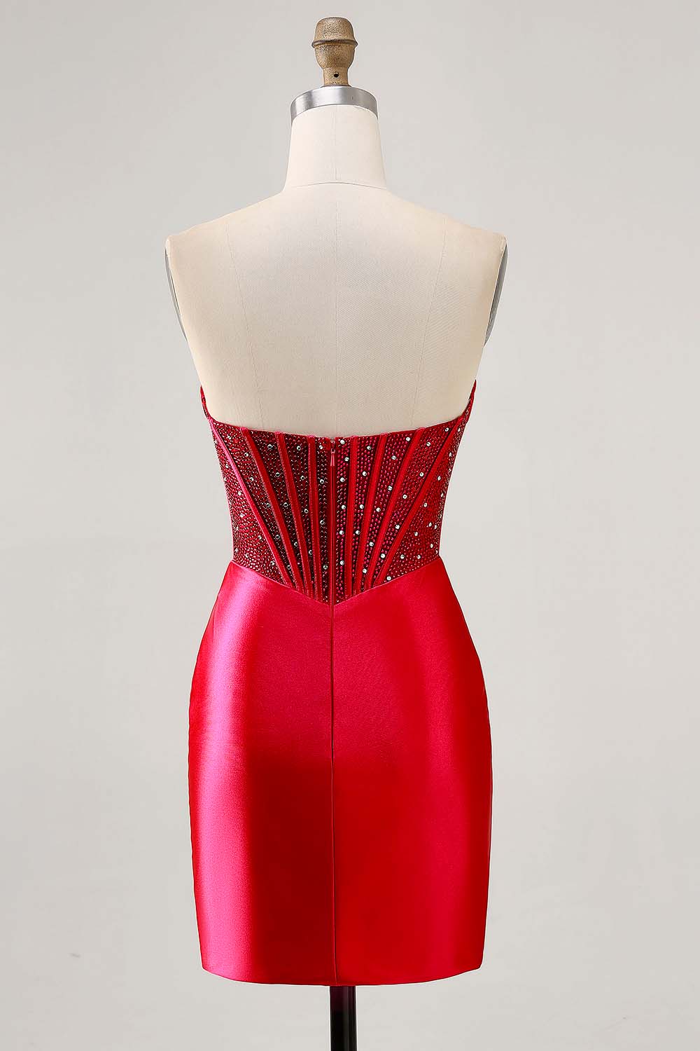 Sparkly Fuchsia Corset Tight Satin Short Prom Dress