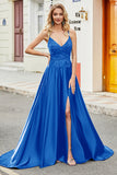 Trendy A Line Spaghetti Straps Lilac Long Prom Dress with Appliques