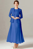 Champagne A-Line Satin 2-Piece Mother of the Bride Dress