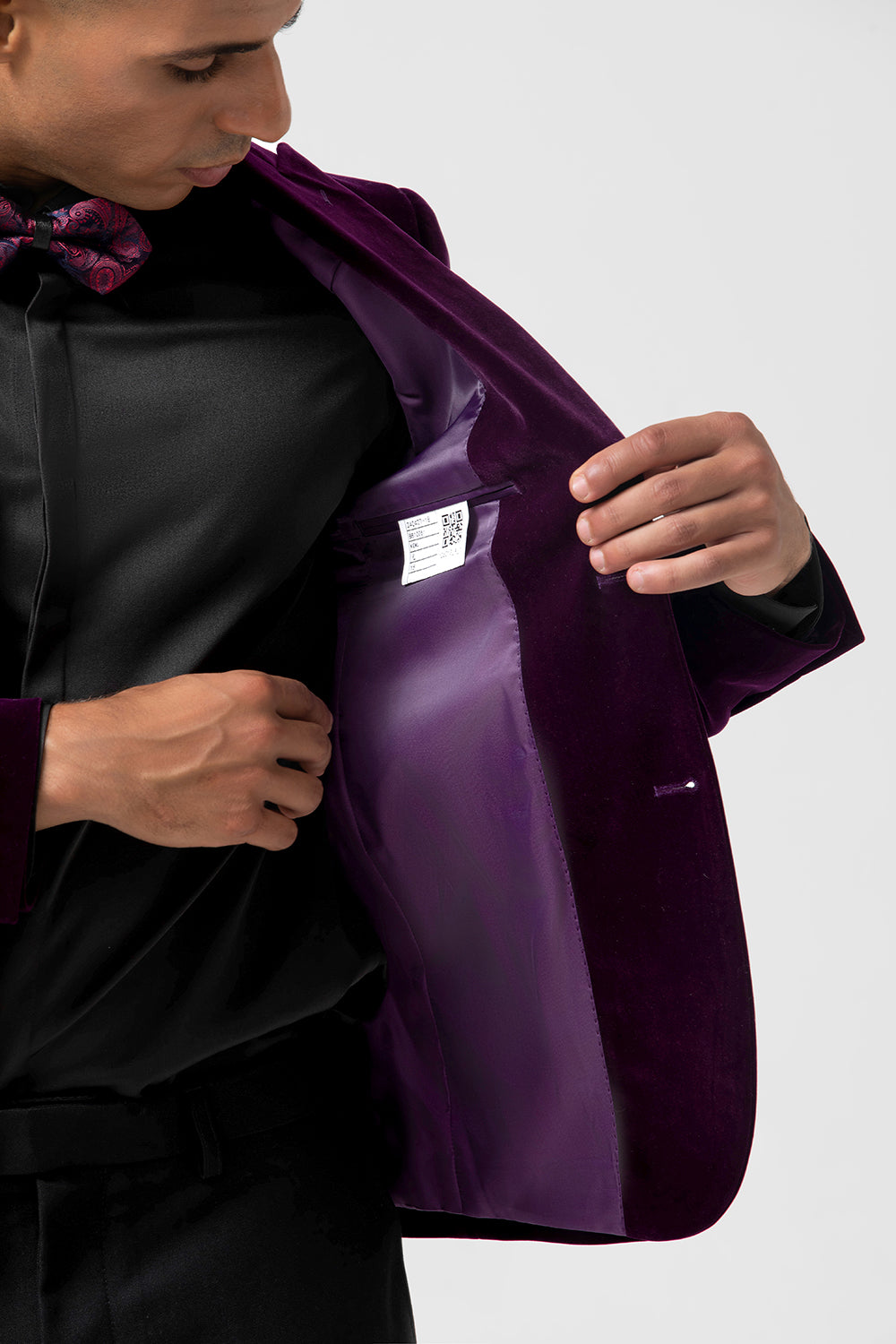 Dark Purple Peak Lapel One Button Velvet Men's Prom Blazer