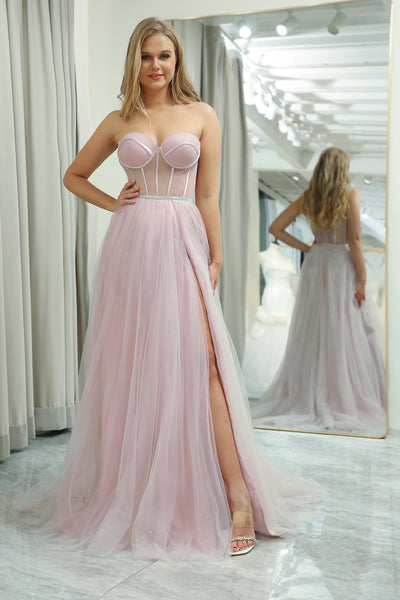 Blush tulle prom dress hotsell