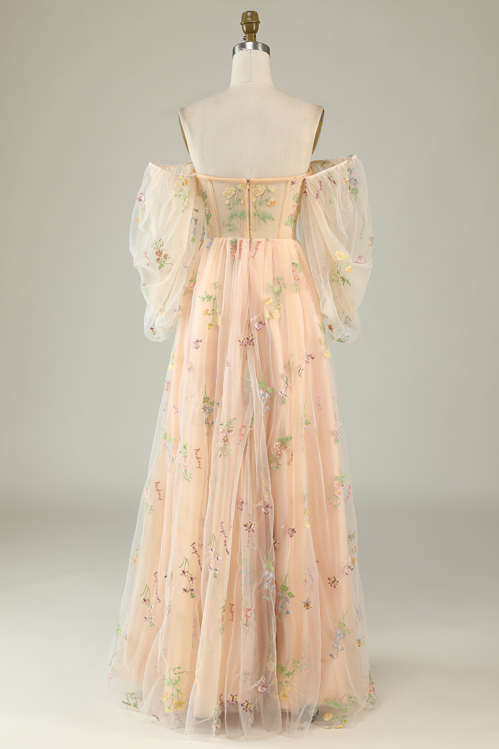Off The Shoulder Green Long Sleeves A-Line Prom Dress