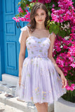 Green Short A-Line Graduation Dress With Embroidery