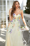 Elegant A Line Champagne Plus Size Prom Dress with Appliques