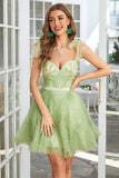 Sweetheart Green A Line Tulle Cocktail Dress