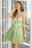 Sweetheart Green A Line Tulle Cocktail Dress