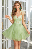 Sweetheart Green A Line Tulle Cocktail Dress