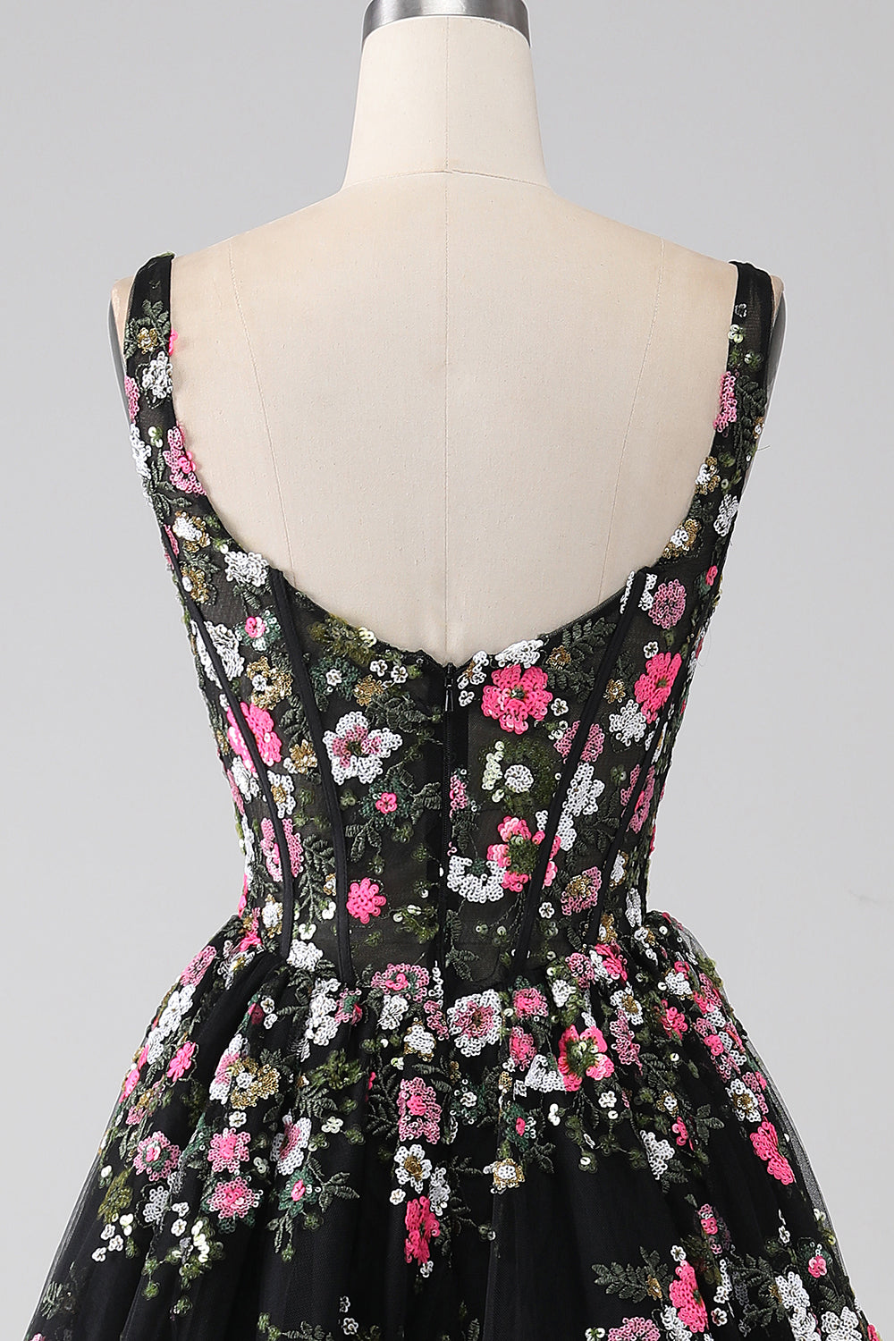 Charming A Line Square Neck Champagne Corset Prom Dress with Appliques