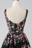 Charming A Line Square Neck Champagne Corset Prom Dress with Appliques