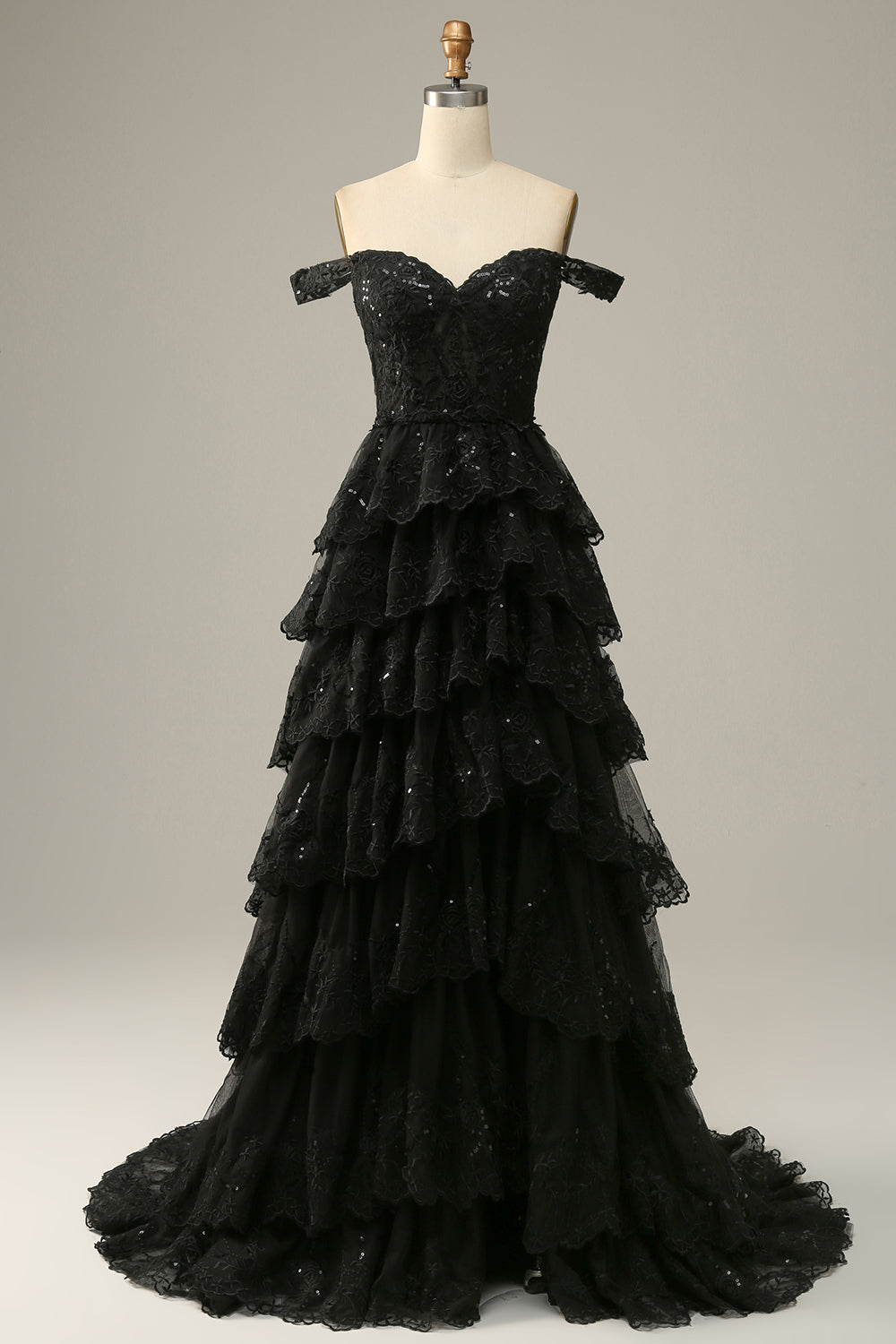 Dark Blue Off the Shoulder Corset Prom Dress with Slit