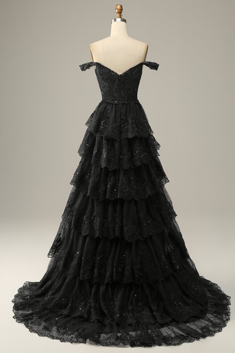 Dark Blue Off the Shoulder Corset Prom Dress with Slit
