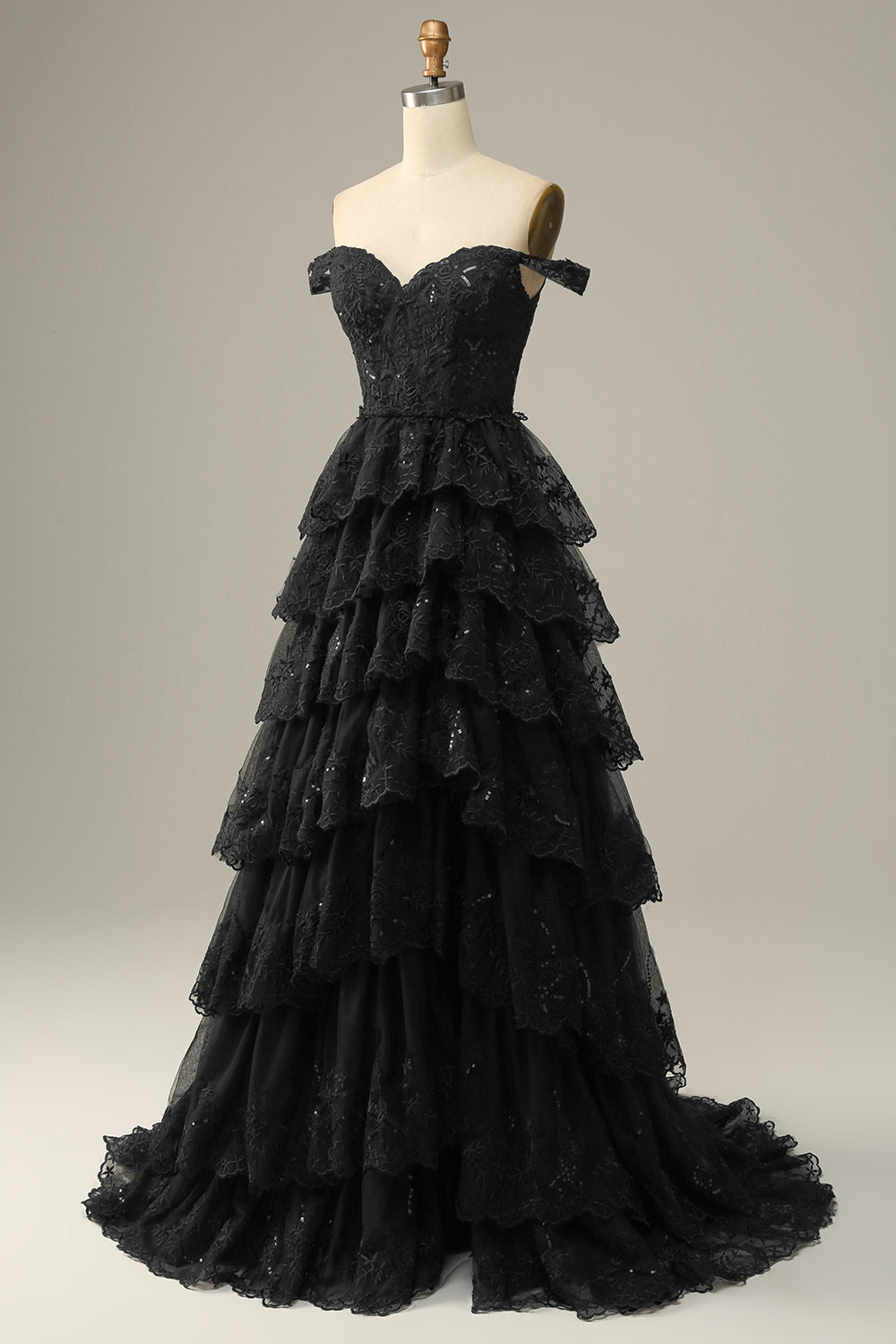 Dark Blue Off the Shoulder Corset Prom Dress with Slit