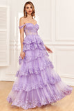 Dark Blue Off the Shoulder Corset Prom Dress with Slit