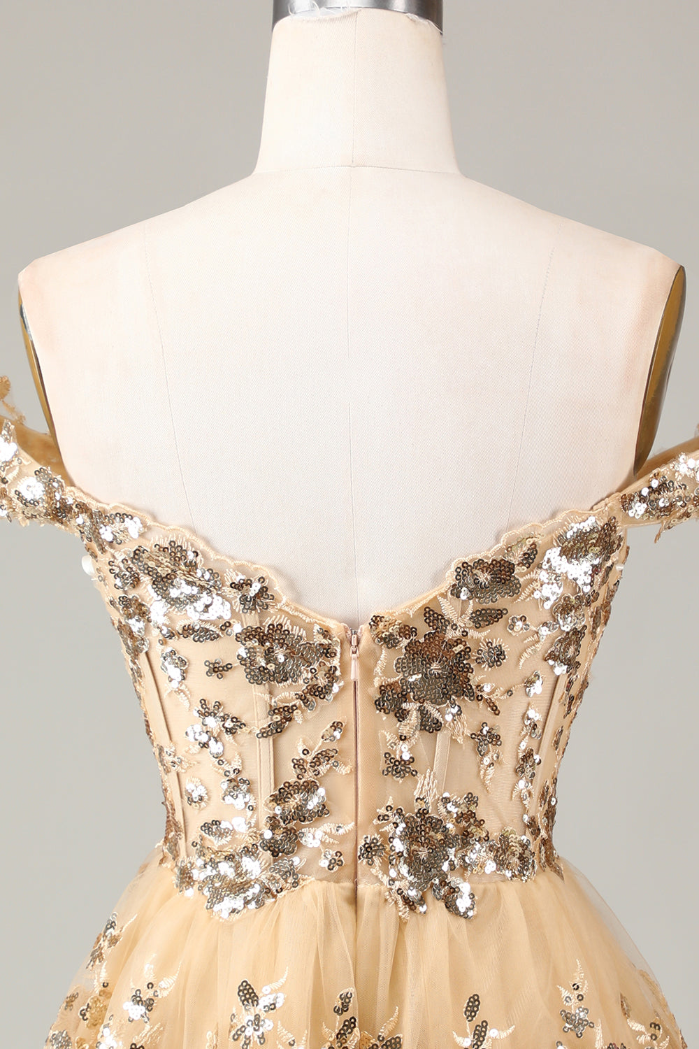Silver Sparkly Corset Tiered Lace A-Line Short Homecoming Dress