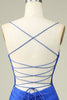 Load image into Gallery viewer, Sexy V Neck Blue Spaghetti Straps Homecoming Dress With Beading