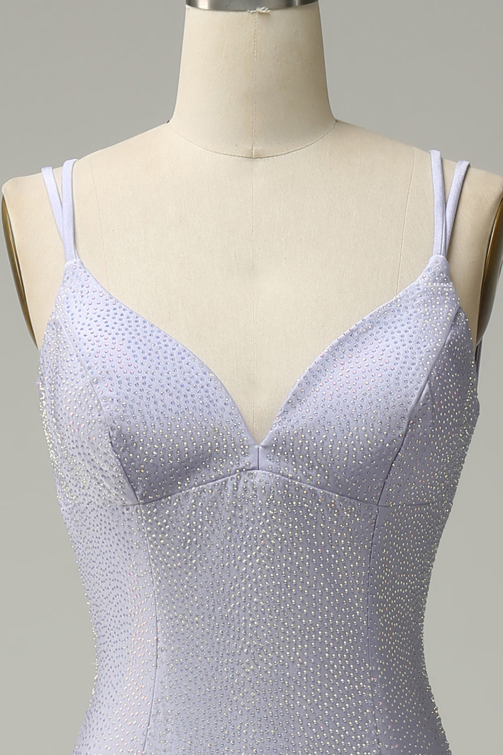 Mermaid Spaghetti Straps Lilac Long Prom Dress with Backless