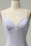 Mermaid Spaghetti Straps Lilac Long Prom Dress with Backless