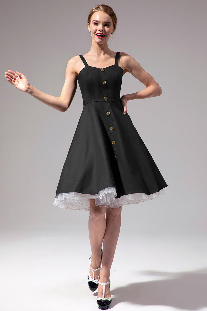Load image into Gallery viewer, Vintage Black Dress With Button