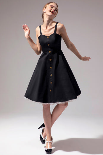 Vintage Black Dress With Button