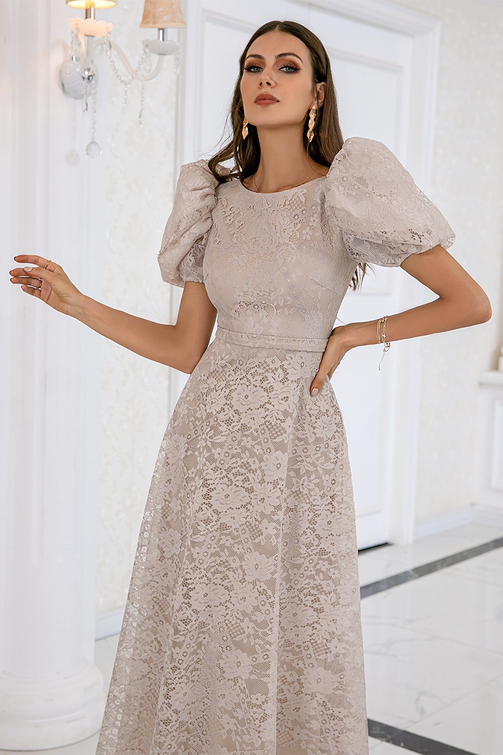 Champagne Lace Mother of the Bride Dress