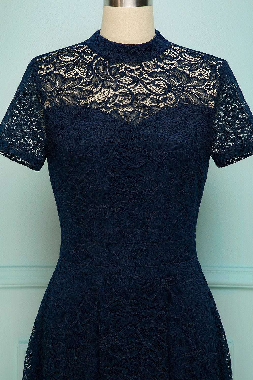Navy High Neck Lace