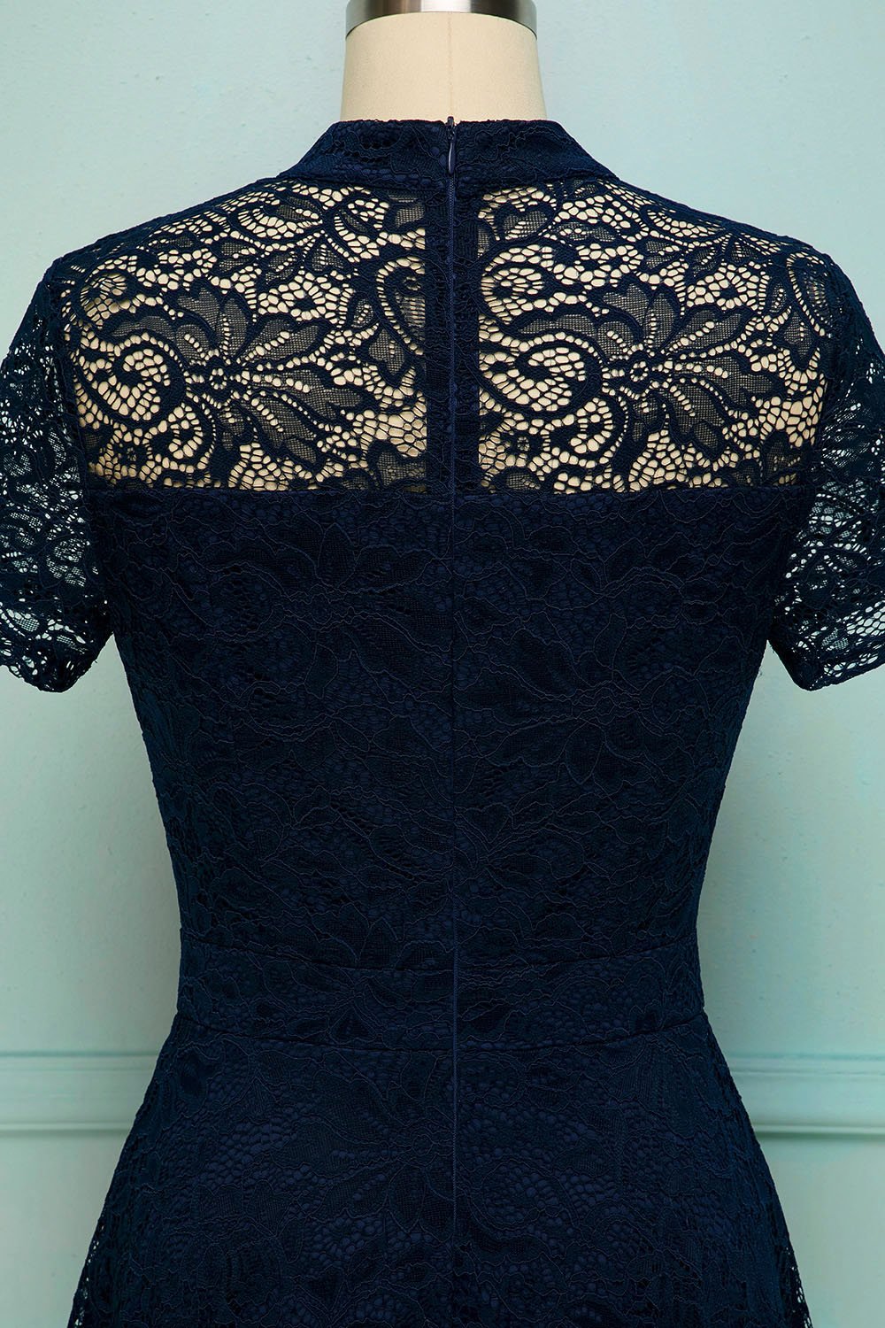 Navy High Neck Lace