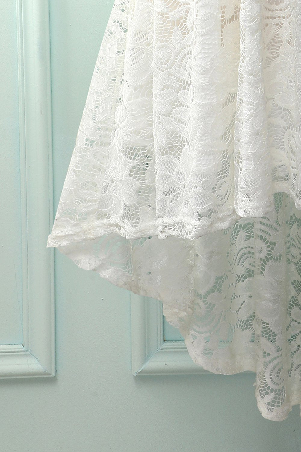 White V-Neck Lace Dress