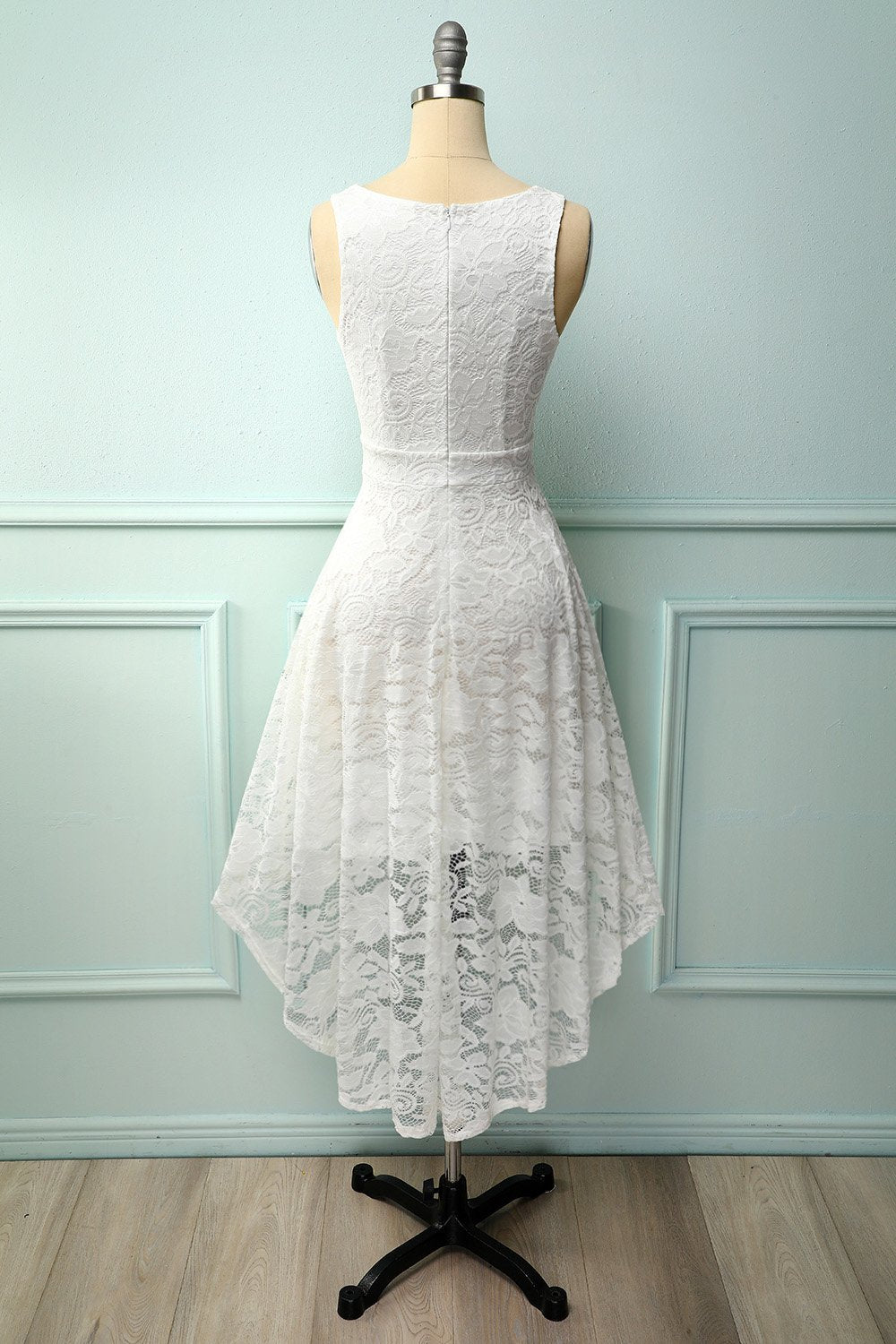 White V-Neck Lace Dress