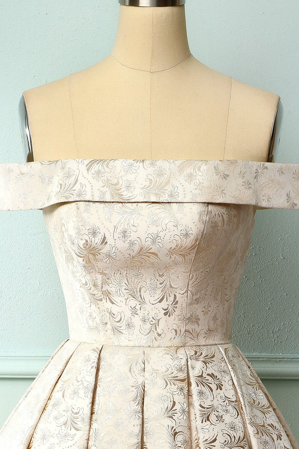Champagne Floral Graduation Dress