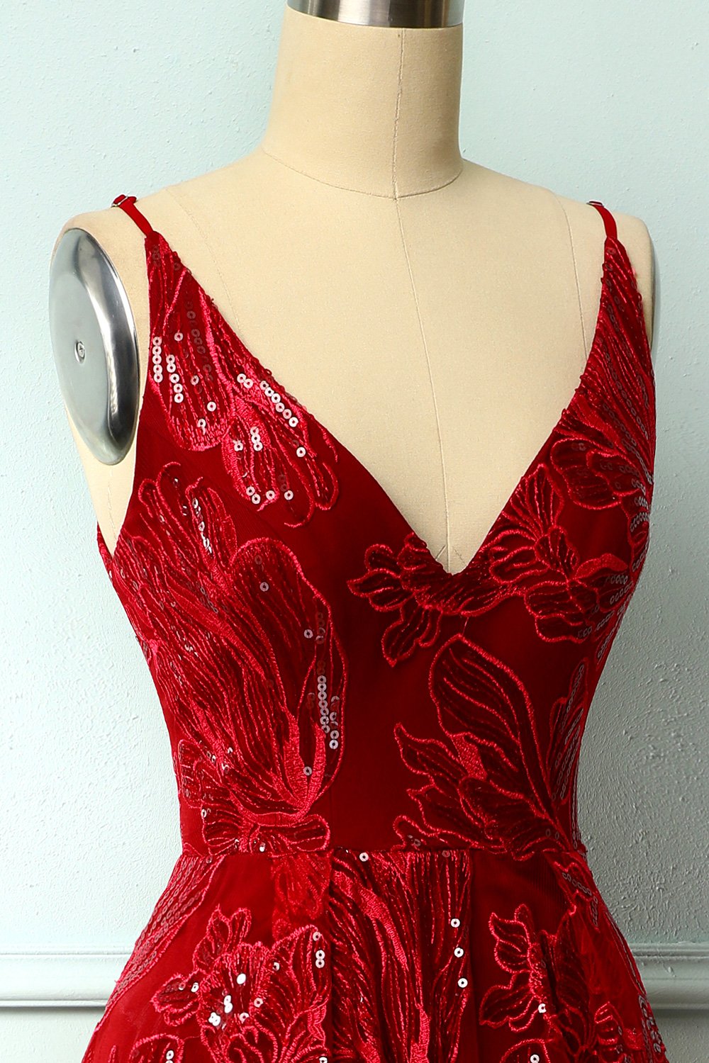 Red Asymmetrical Graduation Dress