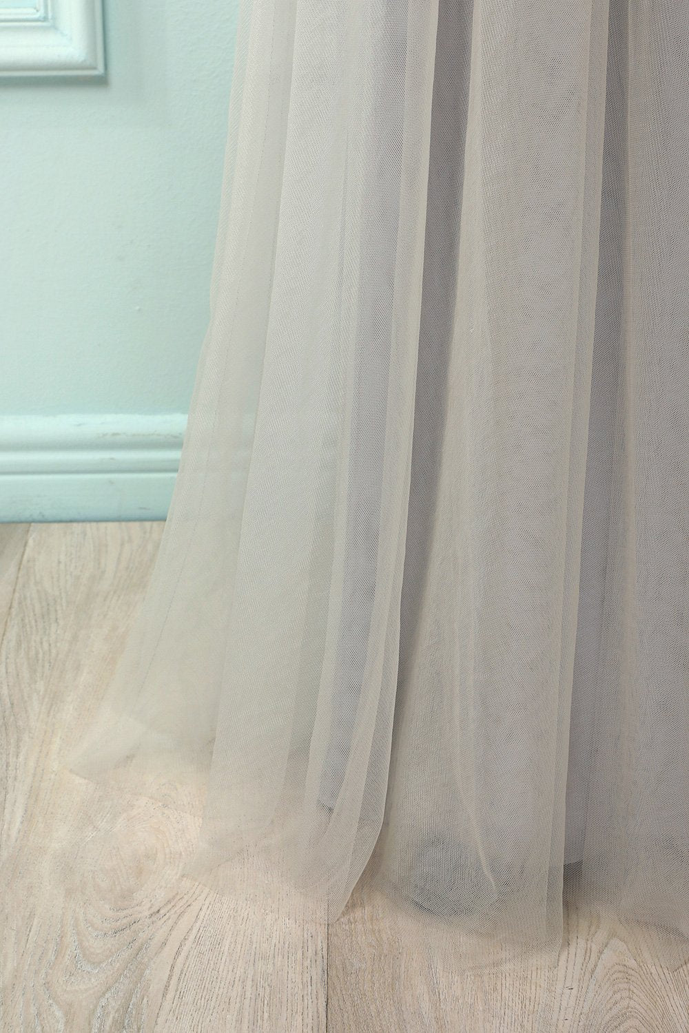 Grey Blue Appliques Prom Dress
