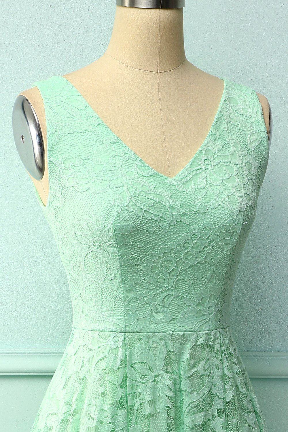 Mint Lace Asymmetrical Dress