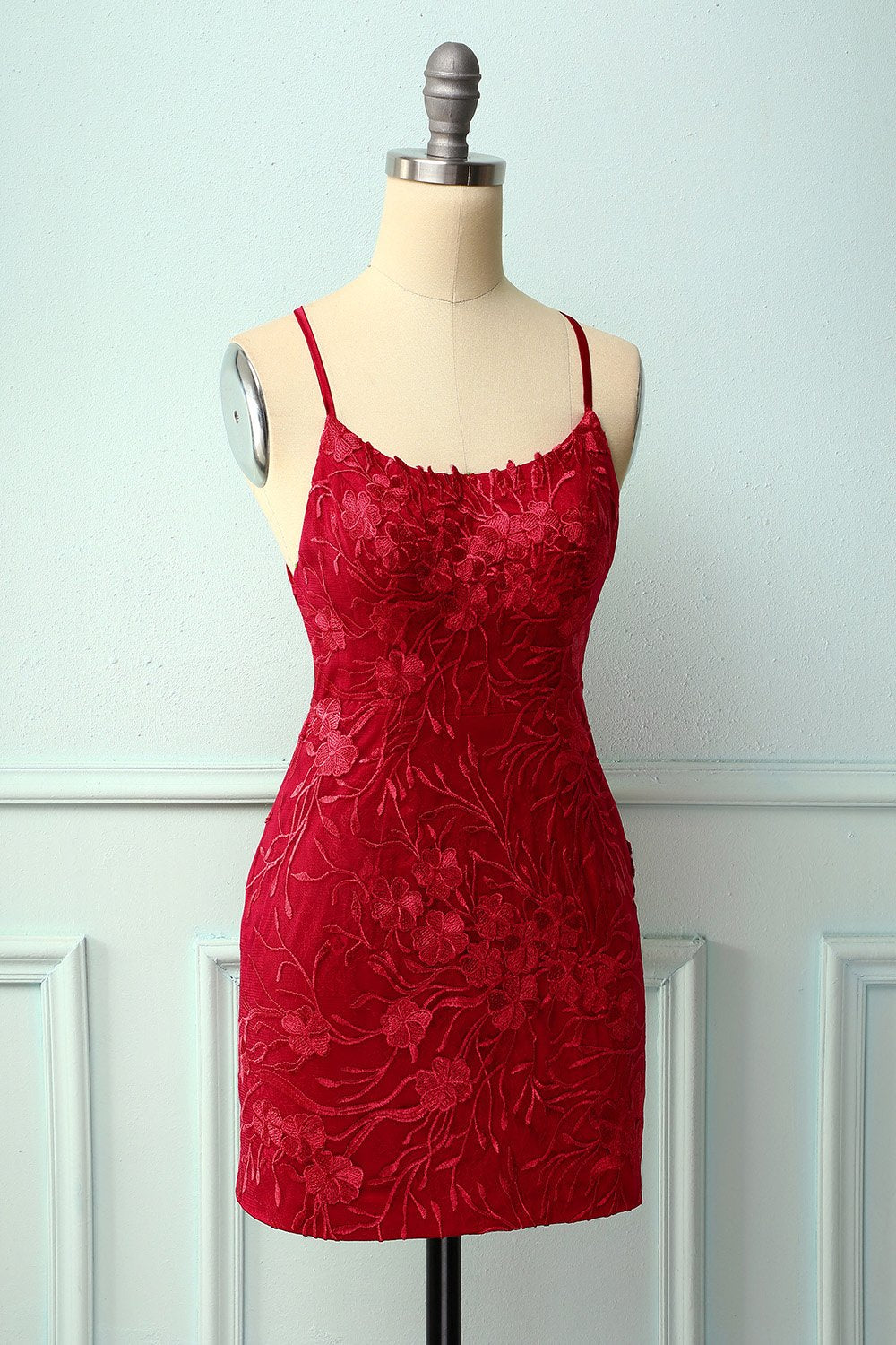 Spaghetti Straps Red Bodycon Dress