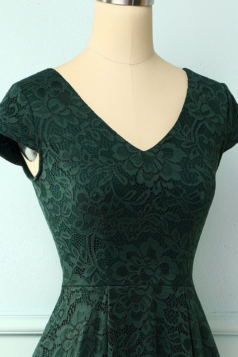 Dark Green High Low Lace Dress