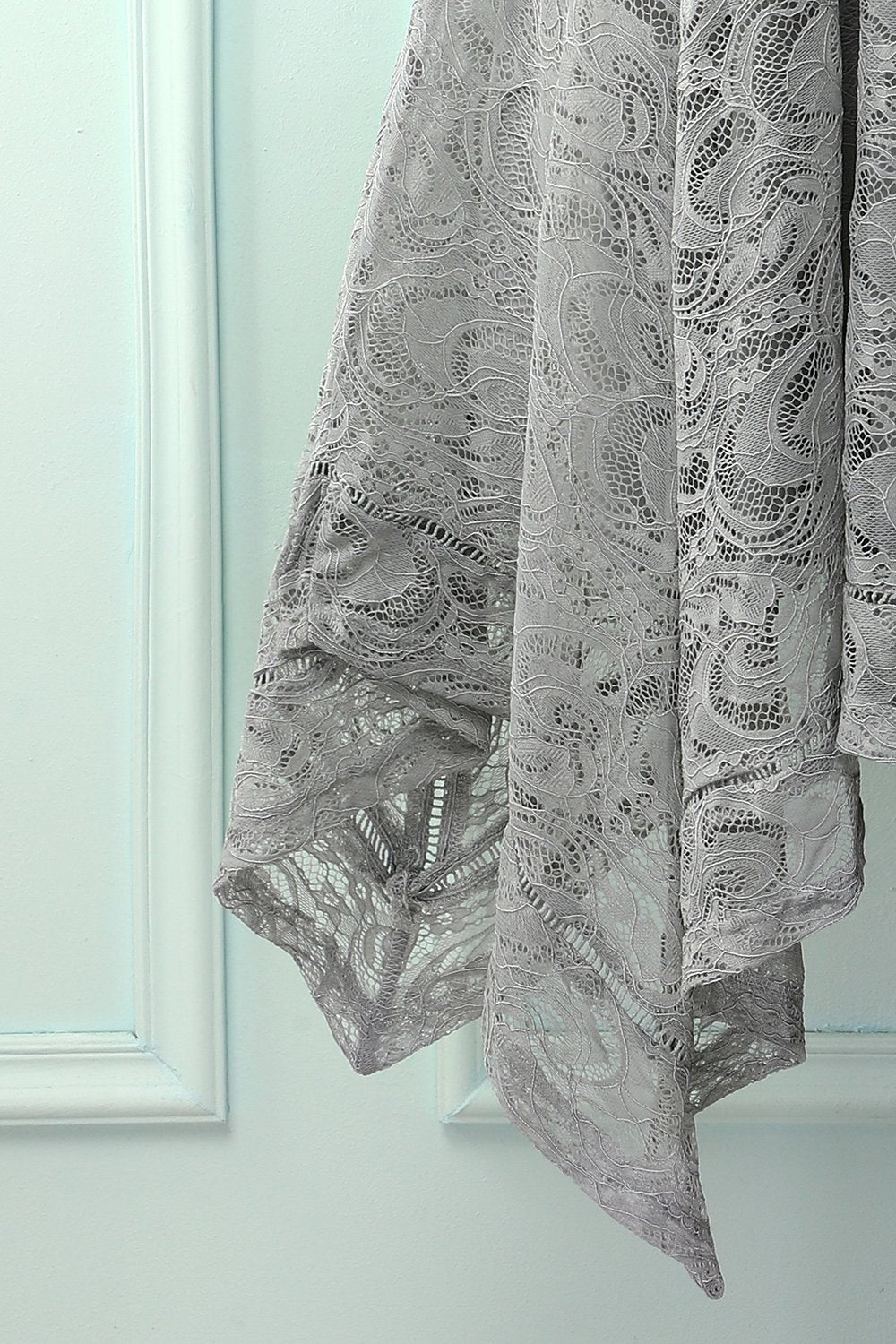 Asymmetrical Grey V-neck Lace Dress