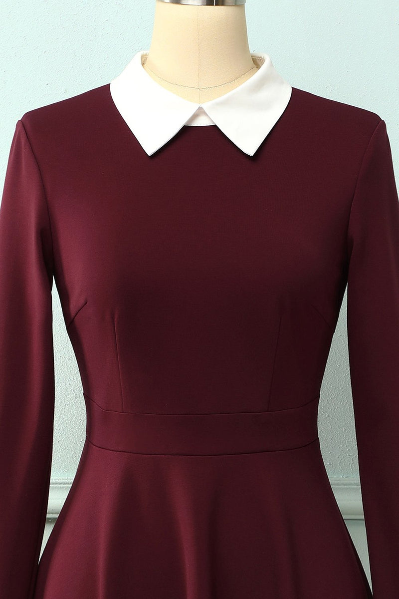 burgundy collar dress