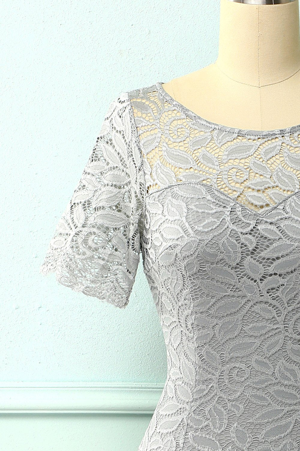 Grey Bodycon Lace Dress